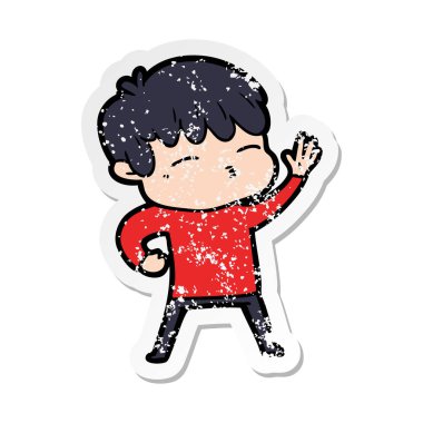 çizgi film meraklı bir çocuk sıkıntılı etiket