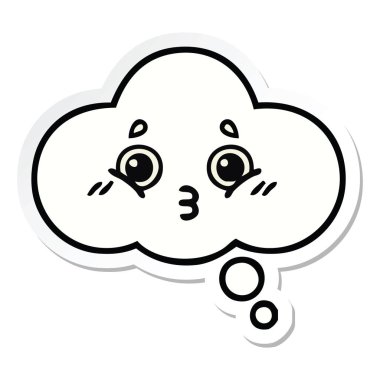 sevimli çizgi düşünce balonu etiket