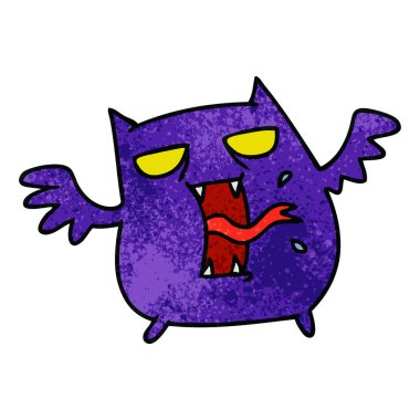 sevimli korkunç kawaii yarasa serbest el çekilmiş dokulu çizgi film