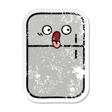 sevimli çizgi buzdolabı dondurucu sıkıntılı etiket