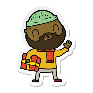 etiket bir karikatür sakallı adamın