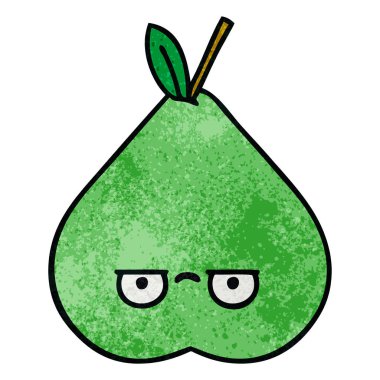 Retro grunge doku karikatür yeşil armut