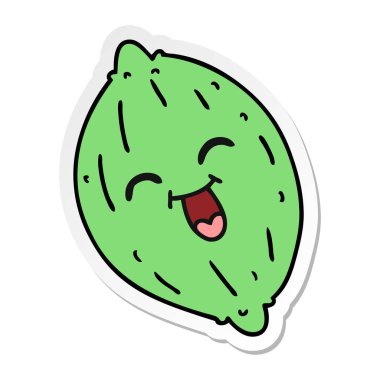 serbest el çekilmiş etiket karikatür mutlu limon