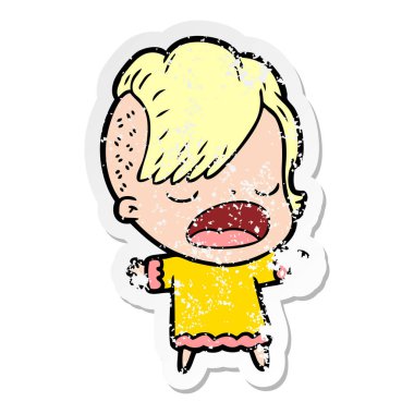 konuşuyor karikatür serin hipster kızın sıkıntılı etiket