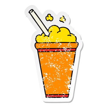 bir ilginç elle çizilmiş karikatür buzlu içecek sıkıntılı etiket 