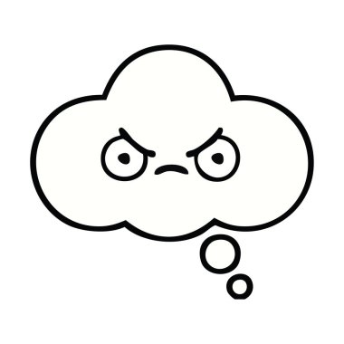 sevimli çizgi bir düşünce balonu