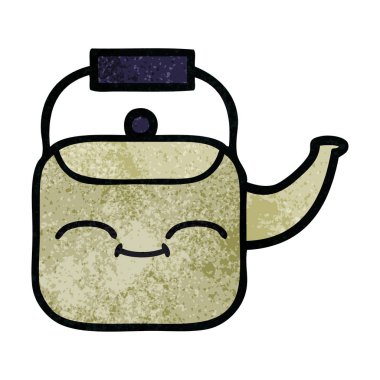 Retro grunge doku karikatür bir Kettle