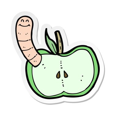 etiket bir karikatür Apple ile solucan