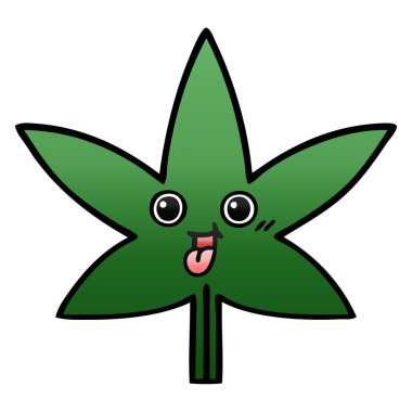 marihuana yaprağı degrade gölgeli çizgi film