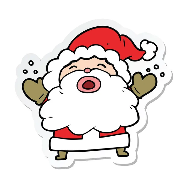 Etiqueta Desenho Animado Papai Noel Gritando —  Vetores de Stock