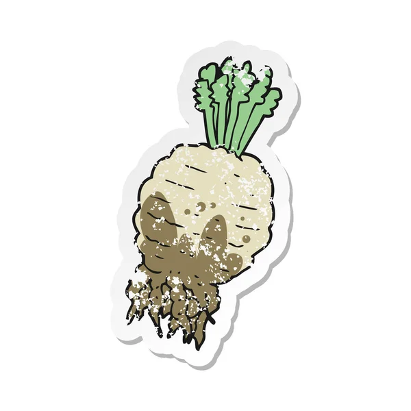 Retro Distressed Sticker Cartoon Muddy Turnip — Stock Vector