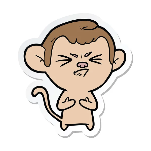 Sticker van een cartoon geërgerd aap — Stockvector