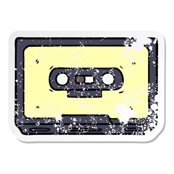 Distressed sticker of a cartoon old cassette tape — Stock Vector