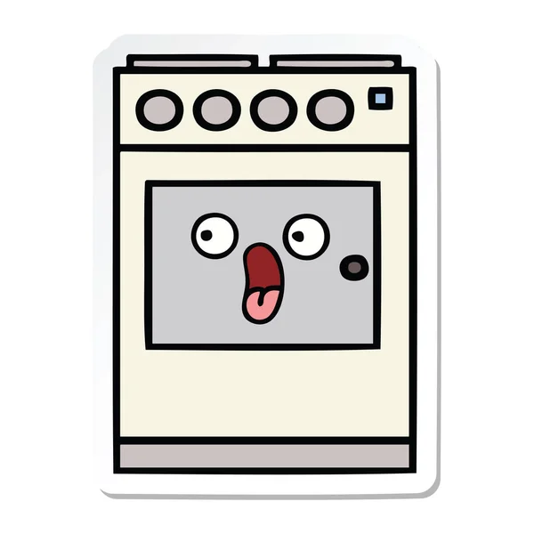 Αυτοκόλλητο ενός φούρνου κουζίνας χαριτωμένο cartoon — Διανυσματικό Αρχείο