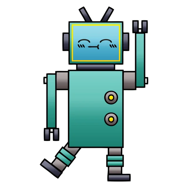 Gradiente sombreado dibujos animados robot feliz — Vector de stock