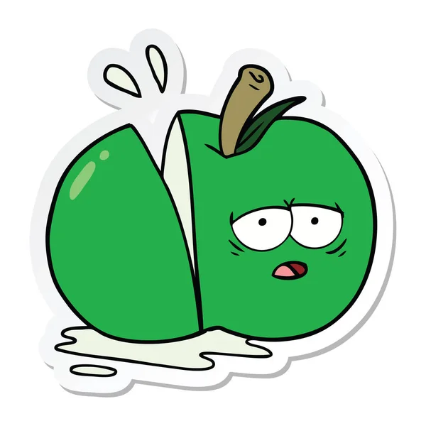 漫画のステッカー薄切りリンゴ — ストックベクタ