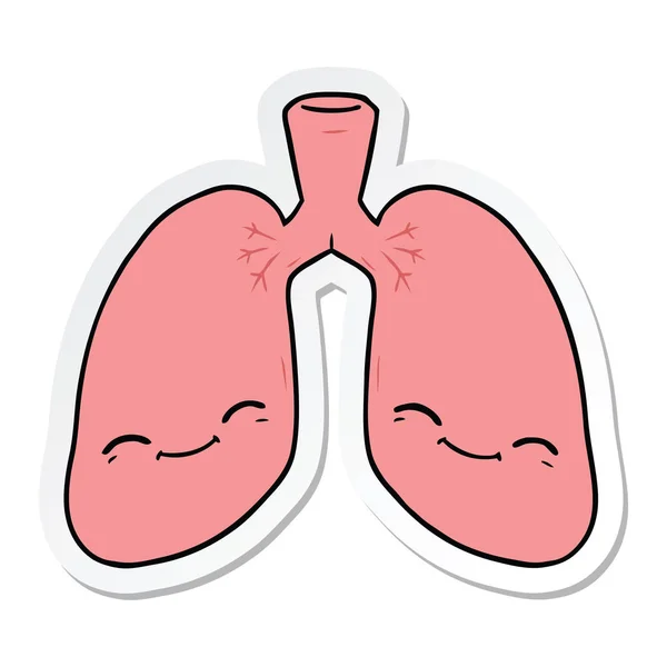 Pegatina de los pulmones de dibujos animados — Vector de stock