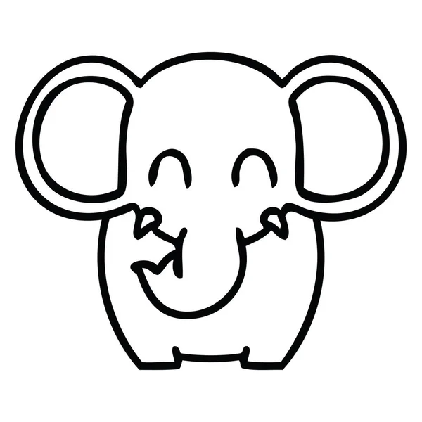 Línea extravagante dibujo de dibujos animados elefante — Vector de stock