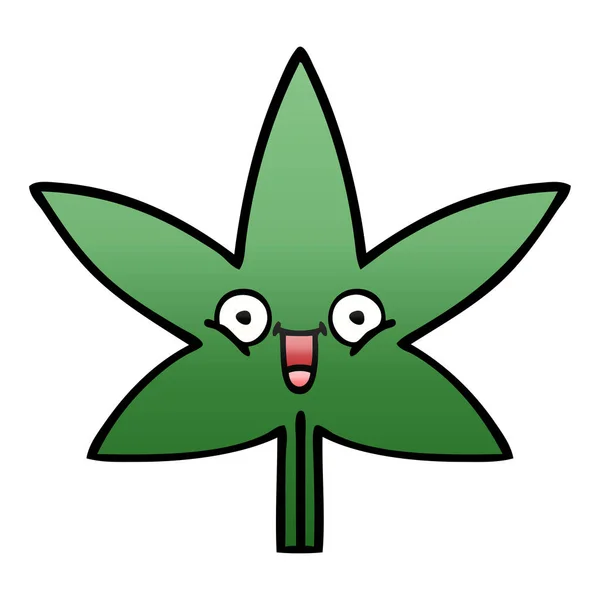 그라데이션 음영된 만화 마리화나 잎 — 스톡 벡터