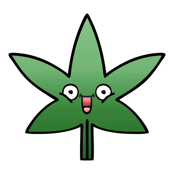 Gradiente sombreado cartoon folha de maconha —  Vetores de Stock