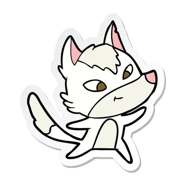 Sticker of a friendly cartoon wolf — Stock Vector