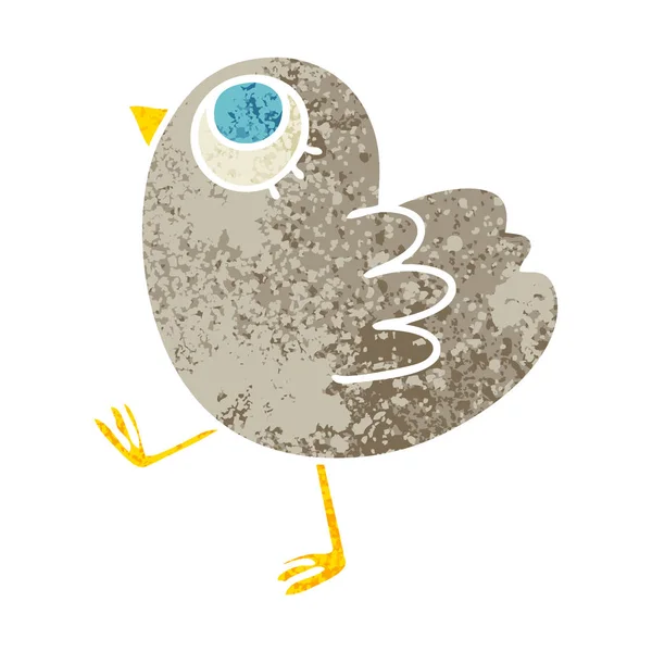 Retro Ilustración Estilo Peculiar Dibujos Animados Amarillo Pájaro — Archivo Imágenes Vectoriales