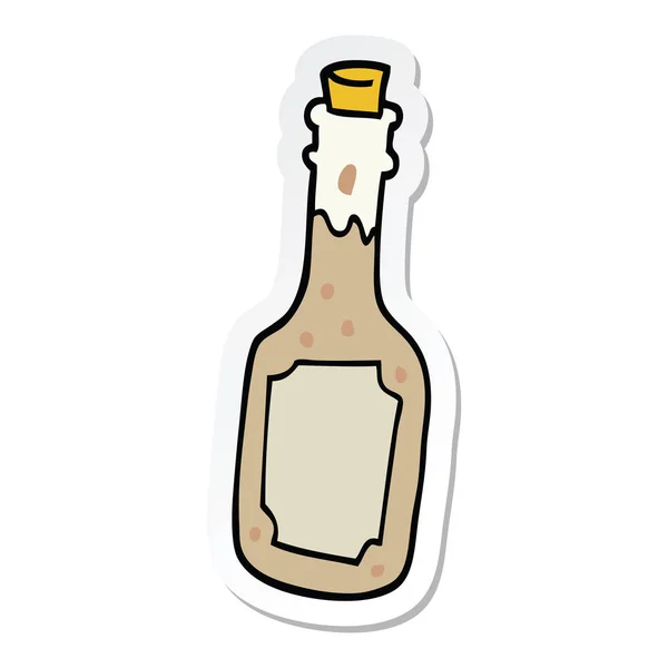 Sticker Einer Cartoon Bierflasche — Stockvektor