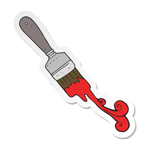 Sticker of a cartoon paint brush dripping — Stock Vector