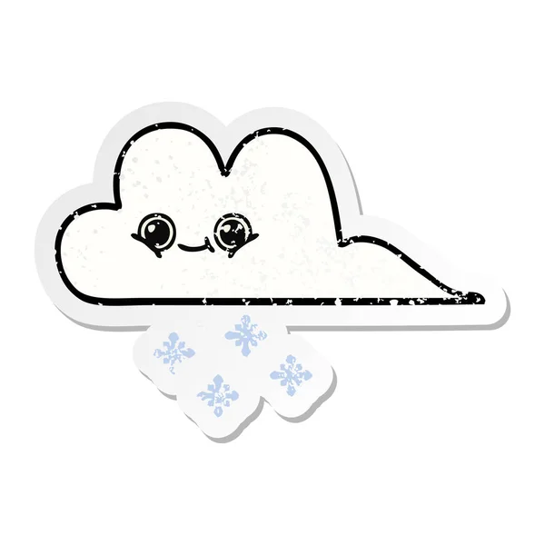 かわいい漫画の雪雲の苦しめられたステッカー — ストックベクタ