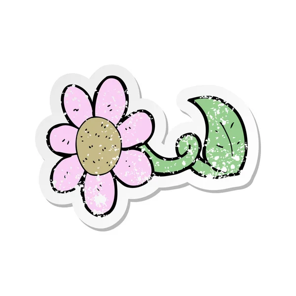 Retro noodlijdende sticker van een cartoon bloem — Stockvector