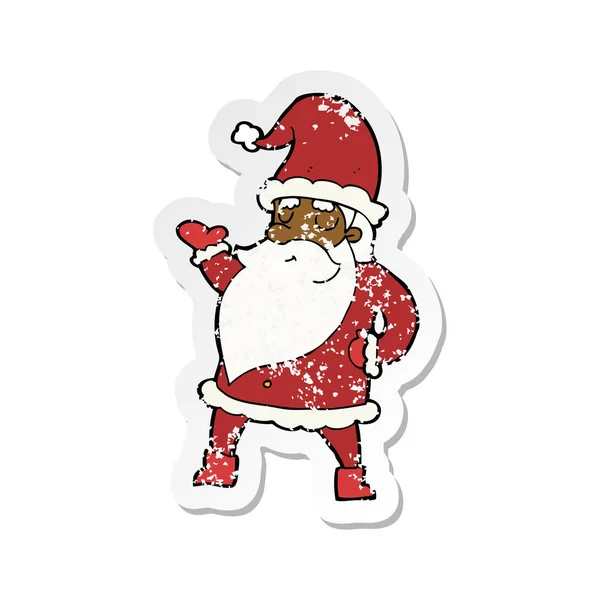 Retro-Aufkleber eines Cartoon-Weihnachtsmanns — Stockvektor