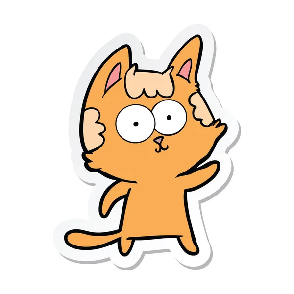 一个快乐的卡通猫贴纸 — 图库矢量图片
