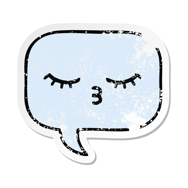Verontruste Sticker Van Een Tekstballon Cute Cartoon — Stockvector