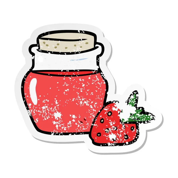 Distressed sticker of a cartoon jam jar — Stock Vector