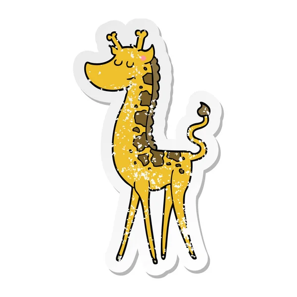 Distressed Sticker Cartoon Giraffe — Stock Vector