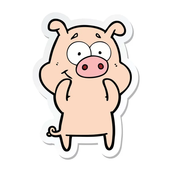 Autocolant Porc Desene Animate Fericit — Vector de stoc