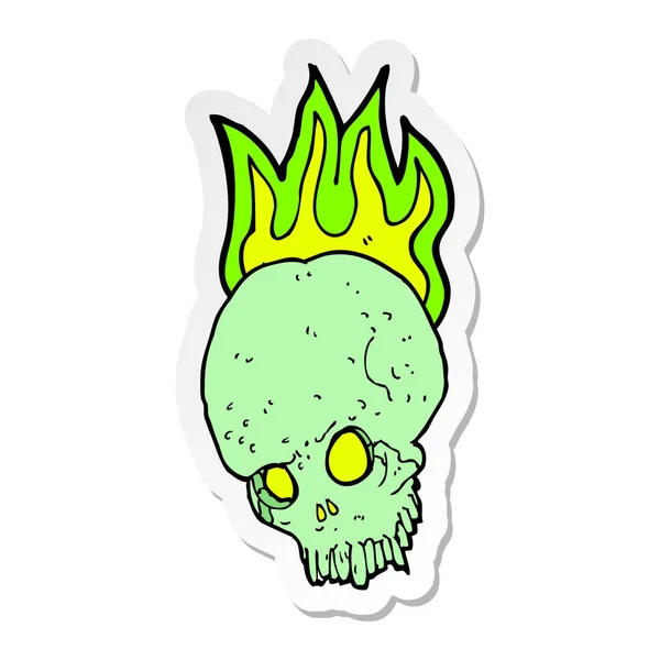 Sticker Cartoon Spooky Skull — Stock Vector