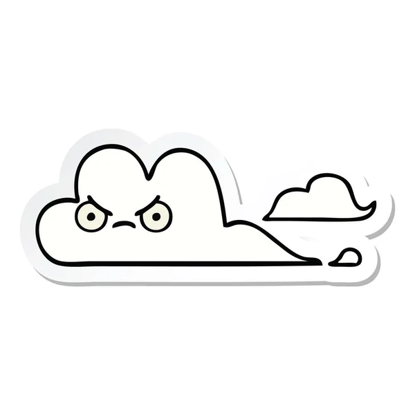 Sticker of a cute cartoon white cloud — Stock Vector