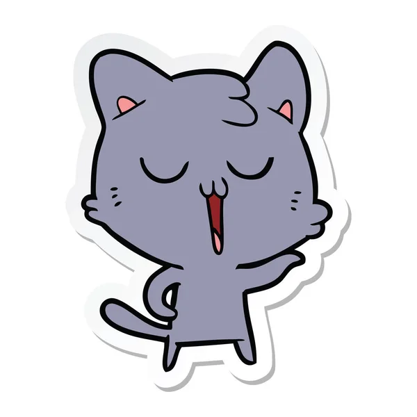 Stiker Dari Kartun Kucing Bernyanyi - Stok Vektor