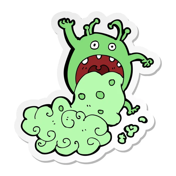 Sticker Cartoon Gross Monster Being Sick — Stock Vector