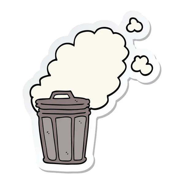 Sticker van een cartoon stinkende vuilnisbak — Stockvector
