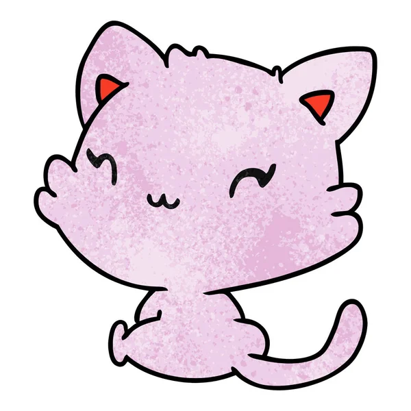 Textured cartoon of cute kawaii kitten — Stock Vector