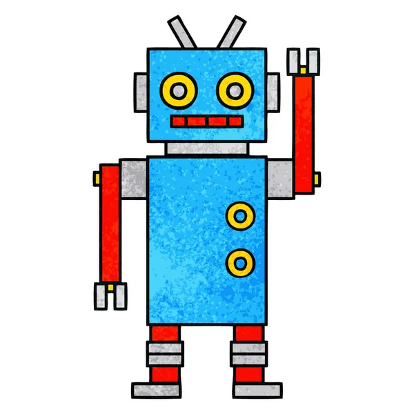 Retro Grunge Texture Cartoon Dancing Robot — Stock Vector