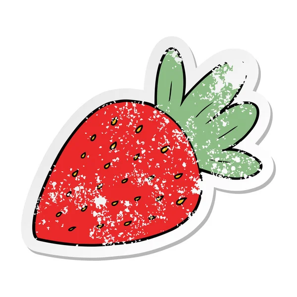 Distressed Sticker Cartoon Strawberry — Stock Vector