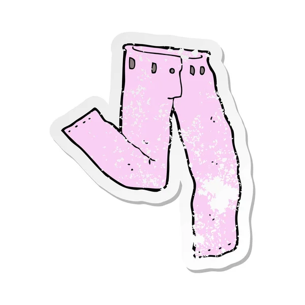 Pegatina retro angustiado de un par de dibujos animados de pantalones de color rosa — Archivo Imágenes Vectoriales