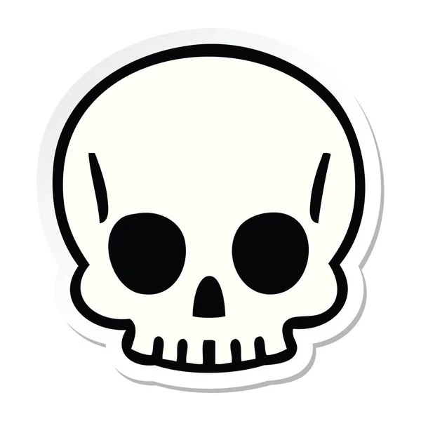 Sticker of a quirky hand drawn cartoon skull — Stock Vector