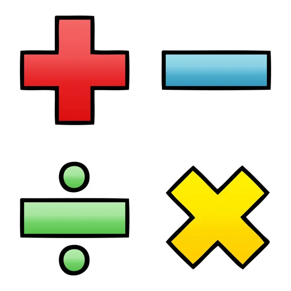 Gradiente sombreado dibujos animados símbolos matemáticos — Archivo Imágenes Vectoriales