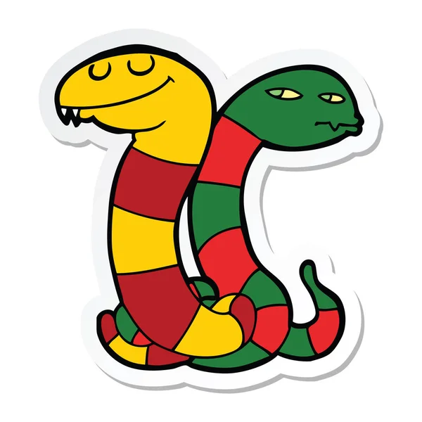 Sticker of a cartoon snakes — Stock Vector