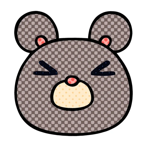 Bande Dessinée Style Drôle Visage Souris Dessin Animé — Image vectorielle