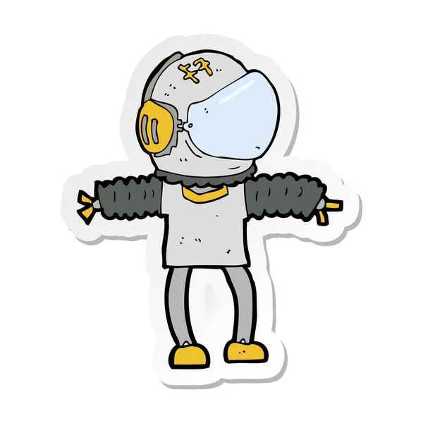 Sticker of a cartoon astronaut — Stock Vector